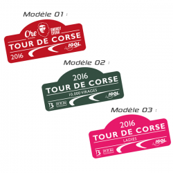 Plaque de Rallye Tour de Corse 2016 en autocollant