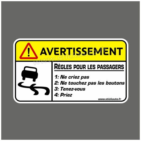 Règles pour les passagers Autocollant de voiture Drôle de fenêtre  Pare-chocs JDM Vinyle Décalcomanie -  France