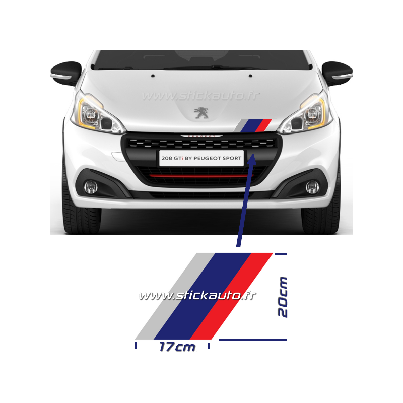 Kit 3 Bandes stickers Peugeot Sport inclinaison droite - STICK AUTO