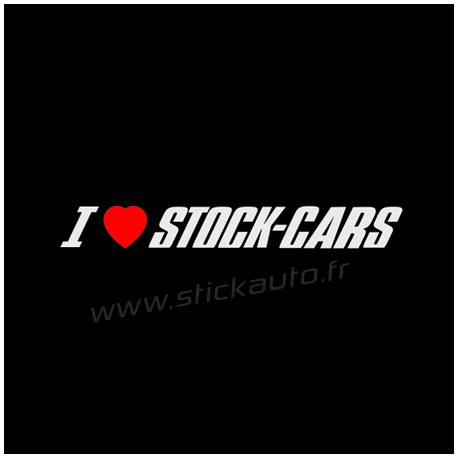Sticker I Love Stock-Cars Blanc