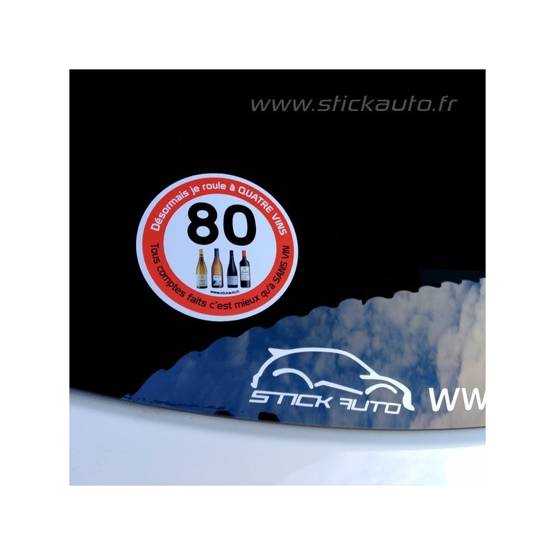 Voiture Non au 80 klm/h  diamètre 8 cm stickers  satirique Moto Autocollant 
