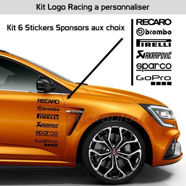 Kit 6 Stickers Sponsors aux choix - STICK AUTO