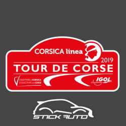 Plaque de Rallye Tour de Corse 2019 en autocollant
