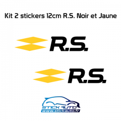 Kit 2 Stickers R.S. Renault Sport Noir et Jaune 12cm