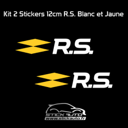 Kit 2 Stickers R.S. Renault Sport Blanc et Jaune 12cm