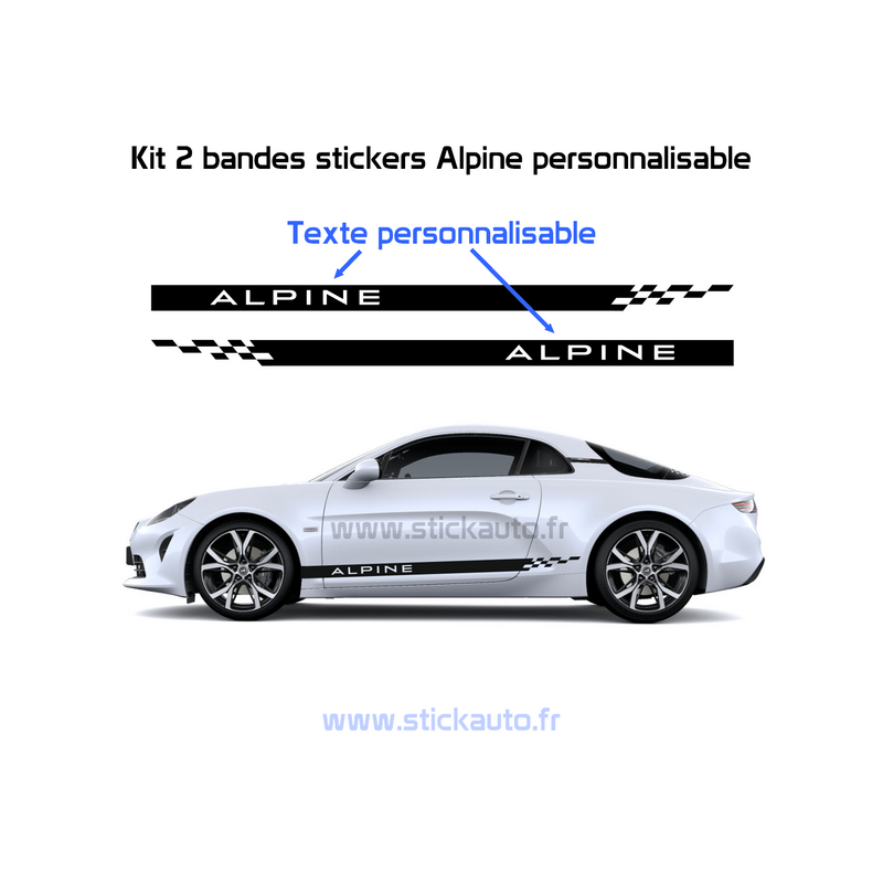 Kit 2 stickers bandes bas de caisse Audi Sport - 150 cm x 10 cm