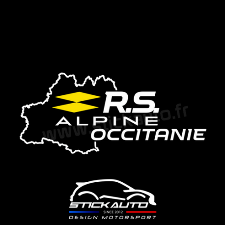 Sticker RS Alpine Occitanie version BLANC logo JAUNE