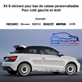 Kit 6 Stickers Sponsors aux choix pour bas de caisse
