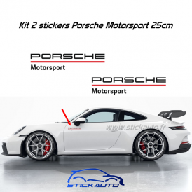 Kit 2 stickers Porsche Motorsport 25cm Noir