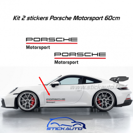 Kit 2 stickers Porsche Motorsport 60cm Noir