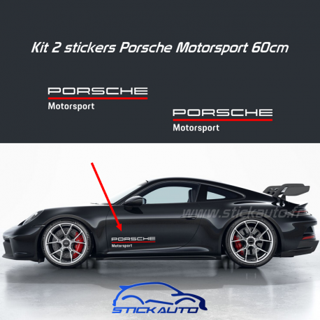 Kit 2 stickers Porsche Motorsport 60cm Blanc