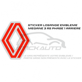 Sticker new losange Renault pour Megane 3 RS phase 1 PC Avant