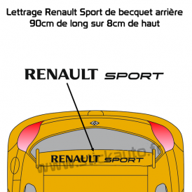 Lettrage Renault Sport de becquet aileron arrière