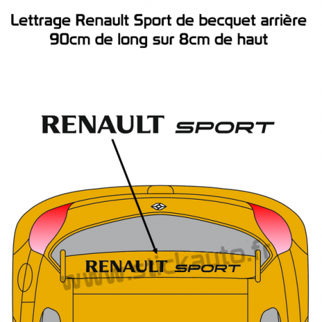 Lettrage Renault Sport de becquet aileron arrière