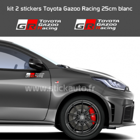 Kit 2 stickers Toyota Gazoo Racing 25cm Blanc