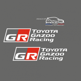 Kit 2 stickers Toyota Gazoo Racing 25cm Blanc