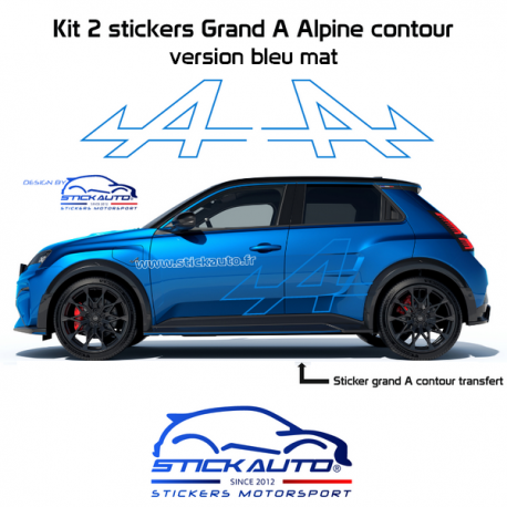 Kit 2 stickers Alpine grand A contour A290 bleu mat Kit 2 stickers Alpine grand A contour A290 bleu mat