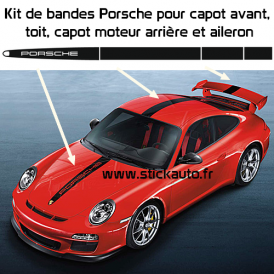 Kit stickers bandes Porsche avec capot moteur ar