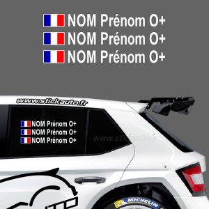 Lettrage Pilote Rallye Type B2 3 lignes par côté