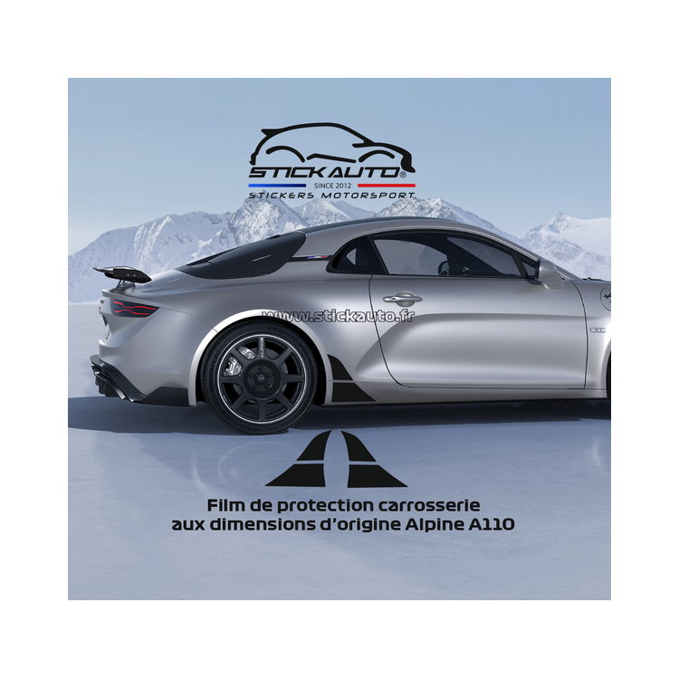 Autocollant noir mat type pare pierre Alpine A110 dimension d'origine pour aile arrière
