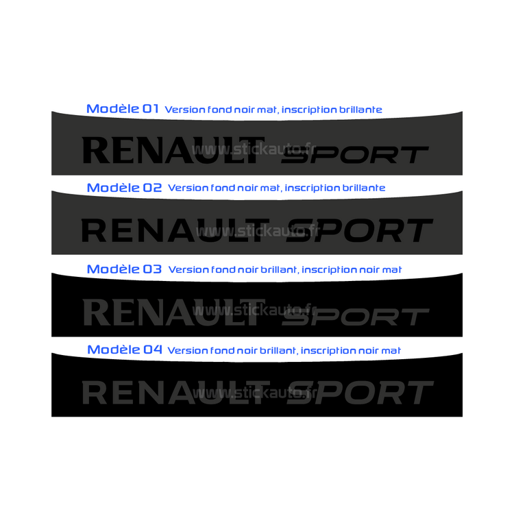 Bandeau Pare soleil Renault Sport Version Mat - Brillant