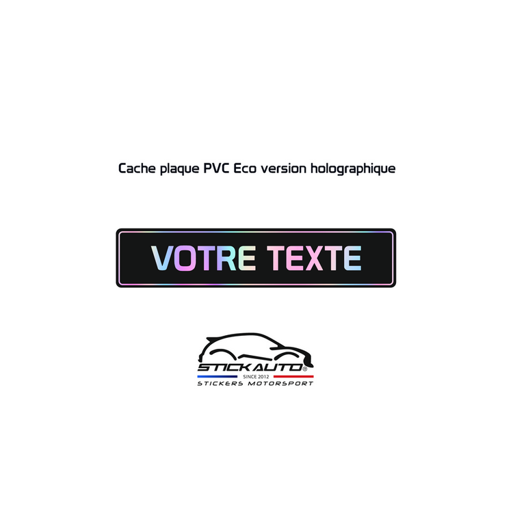 Cache plaque Holographique personnalisable avec votre texte