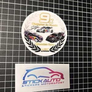 Autocollant Sébastien Ogier 9x Champion du Monde WRC