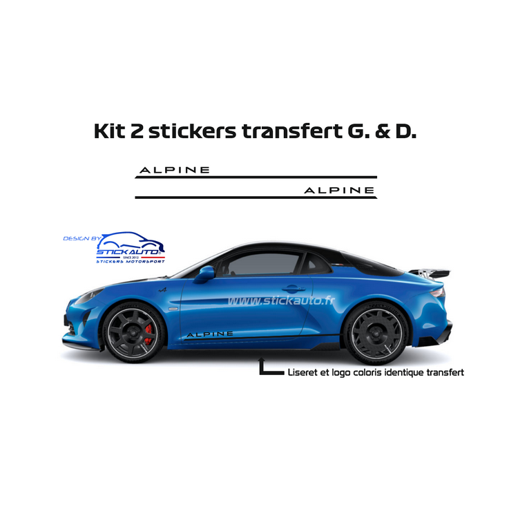 Kit 2 stickers liseret Alpine gauche et droit