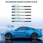 Kit 2 bandes stickers Alpine transfert A110 A110S A110R A110GT A110GTS etc