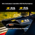 Kit 2 stickers RS Performance blanc et jaune taille origine