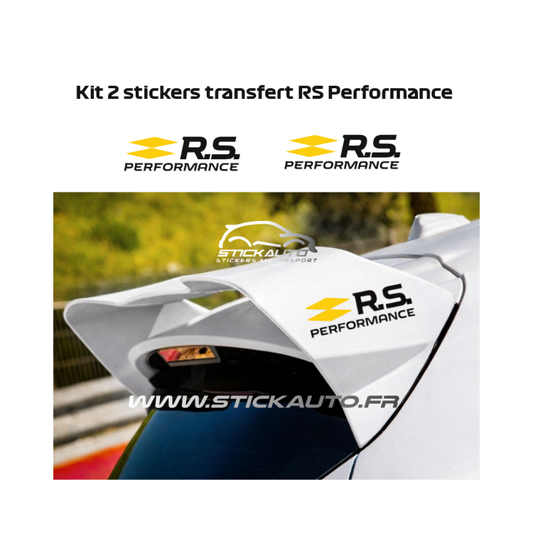 Kit 2 stickers RS Performance noir et jaune taille origine