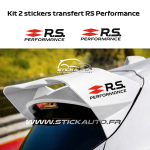 Kit 2 stickers RS Performance noir et rouge taille origine