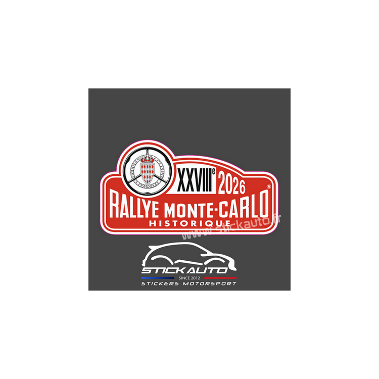 Plaque de Rallye Monte Carlo Historique 2026 en autocollant