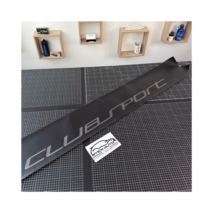 Bande pare soleil VW Clubsport fond noir mat inscription gris foncé V1 destockage