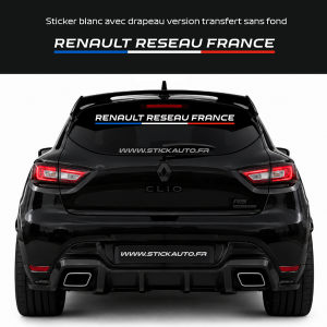 Lettrage Renault Reseau France blanc avec drapeau Bleu Blanc Rouge transfert