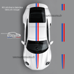 Kit stickers double bande Porsche bleu et rouge