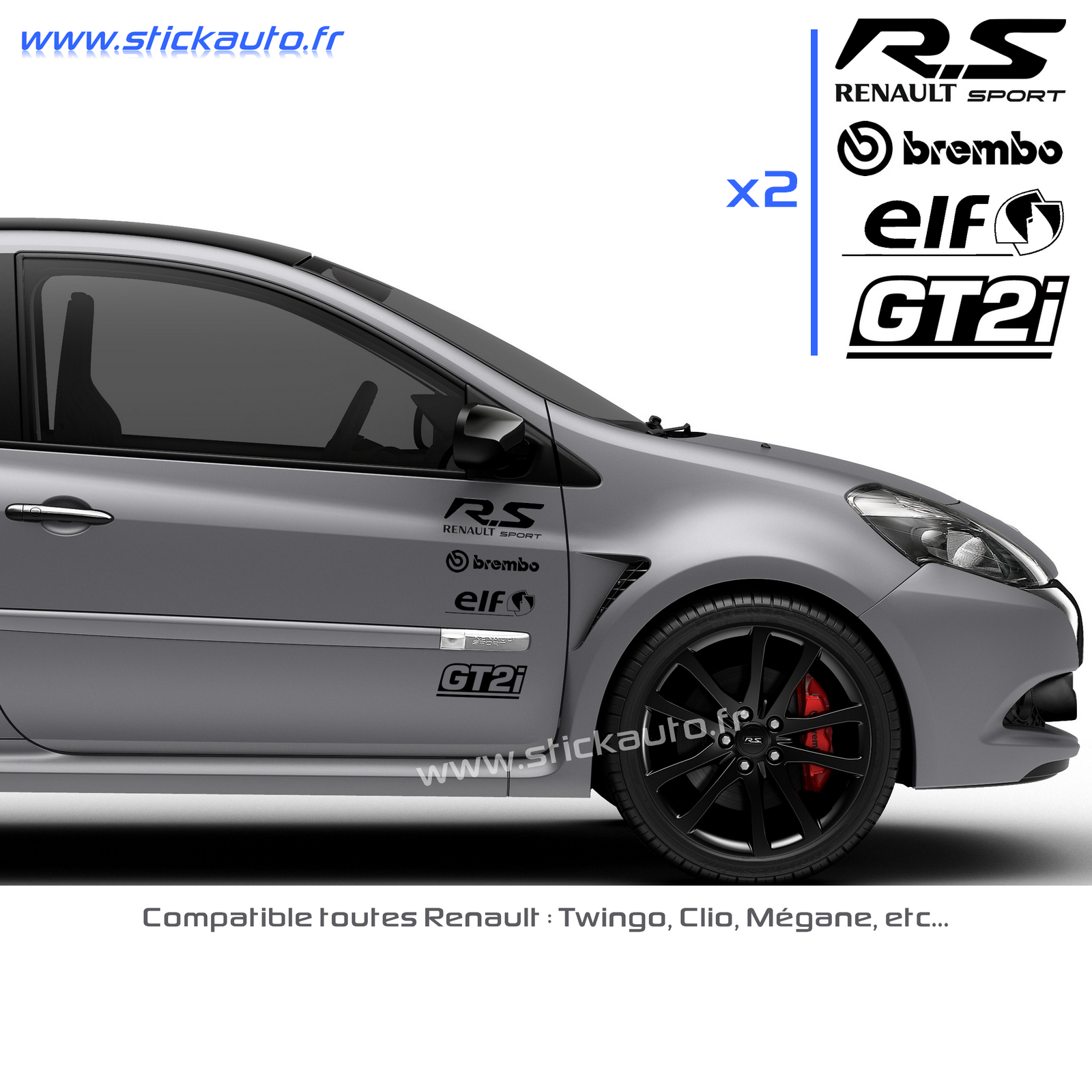 Sticker autocollant Renault RS Sport (Gris) : : Auto et Moto